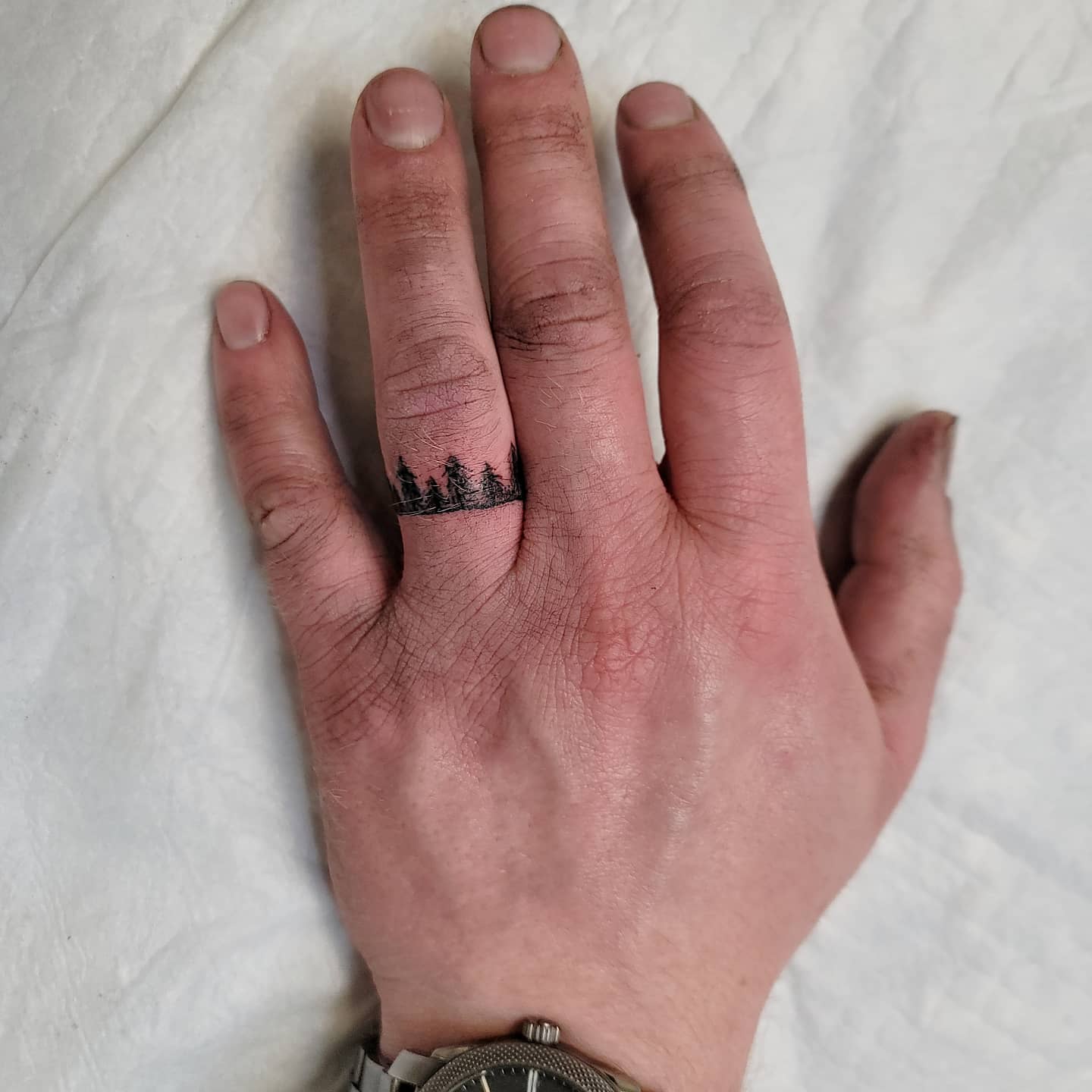 Pine Forest Wedding Band Tattoo
