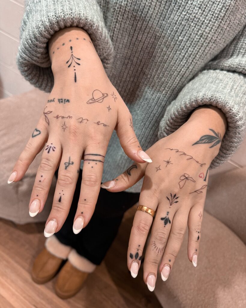 Matching Minimalist Heart Finger Tattoos