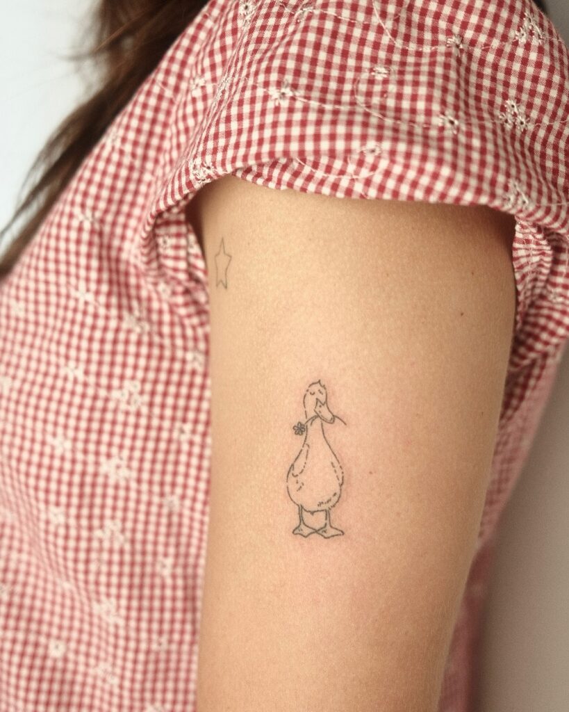 Flowing Floral Shoulder Stick And Poke Tattoo