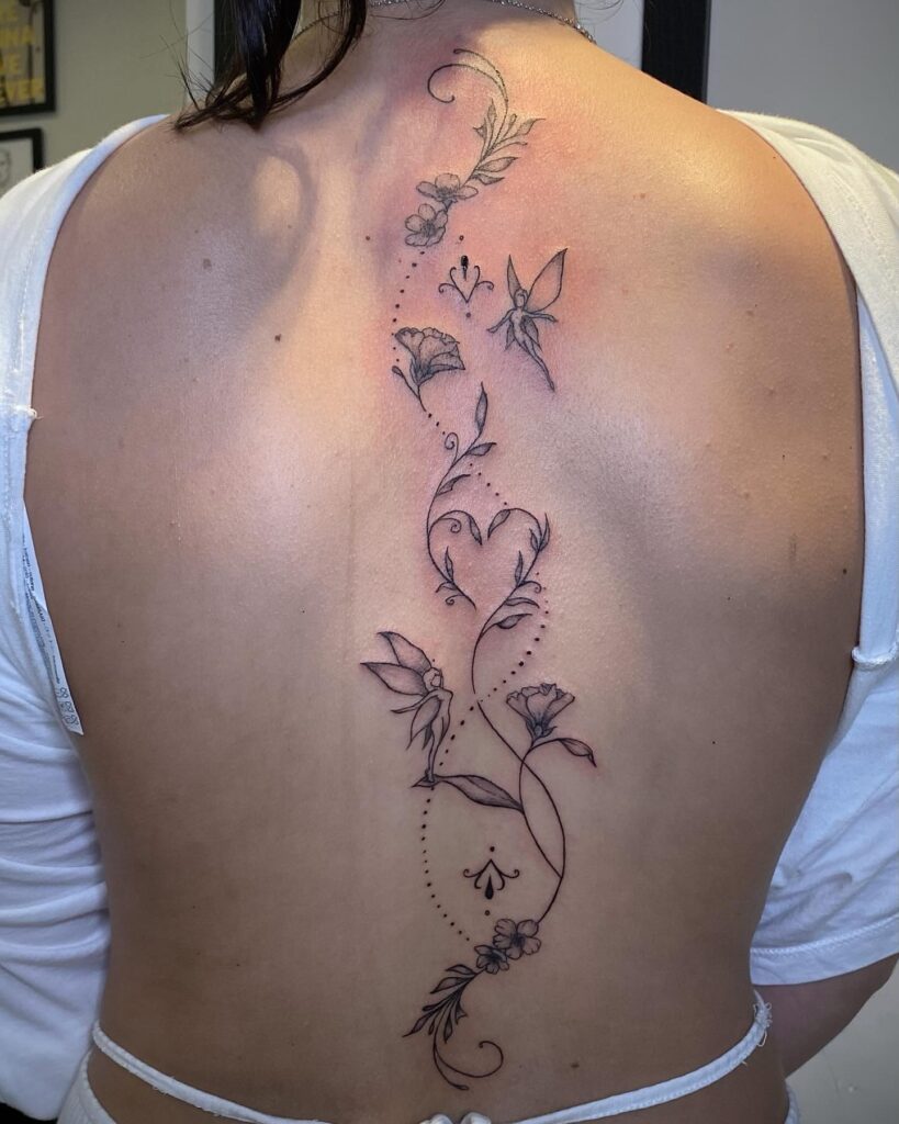 Ornate Abstract Spine Tattoo
