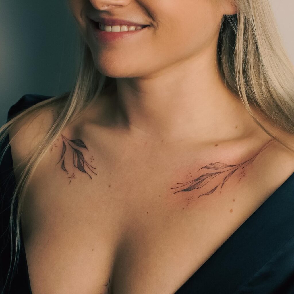 Sunflower Duo Collarbone Tattoo