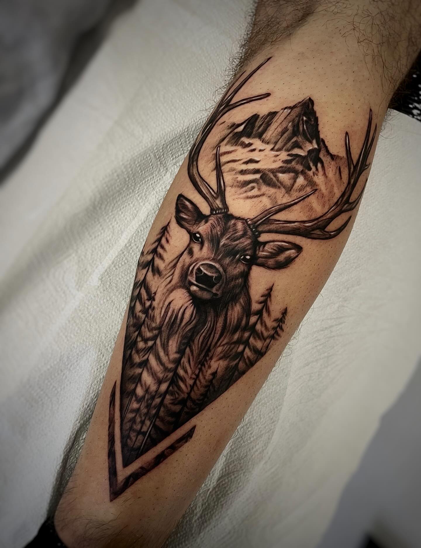 Majestic Stag Mountain Tattoo