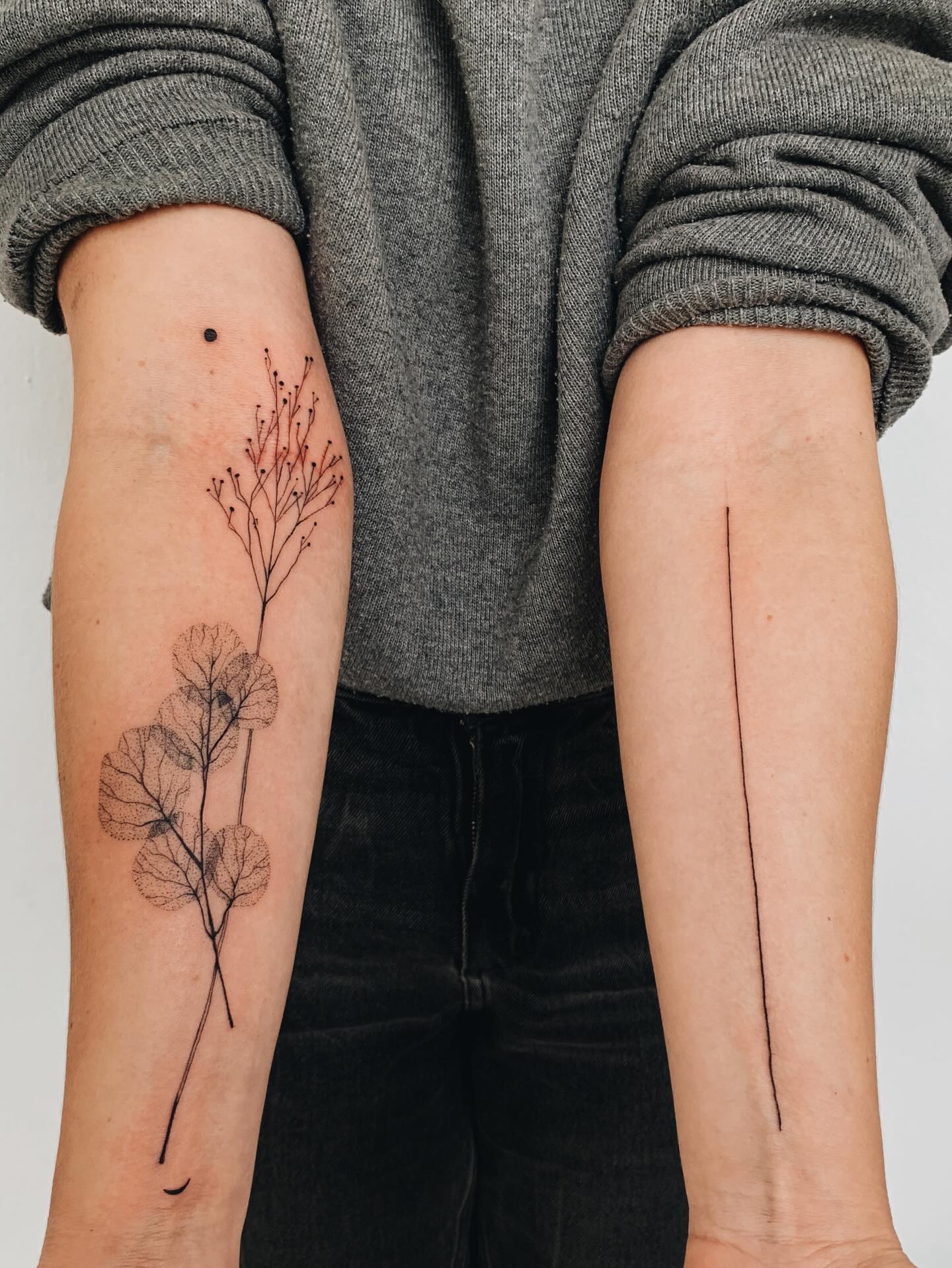 Minimalist Wildflower And Line Tattoo