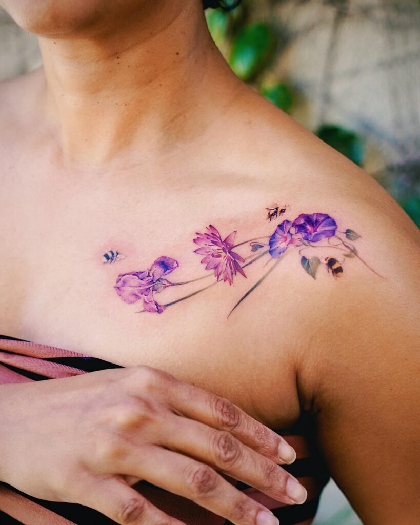 Lunar Phase Collarbone Tattoo