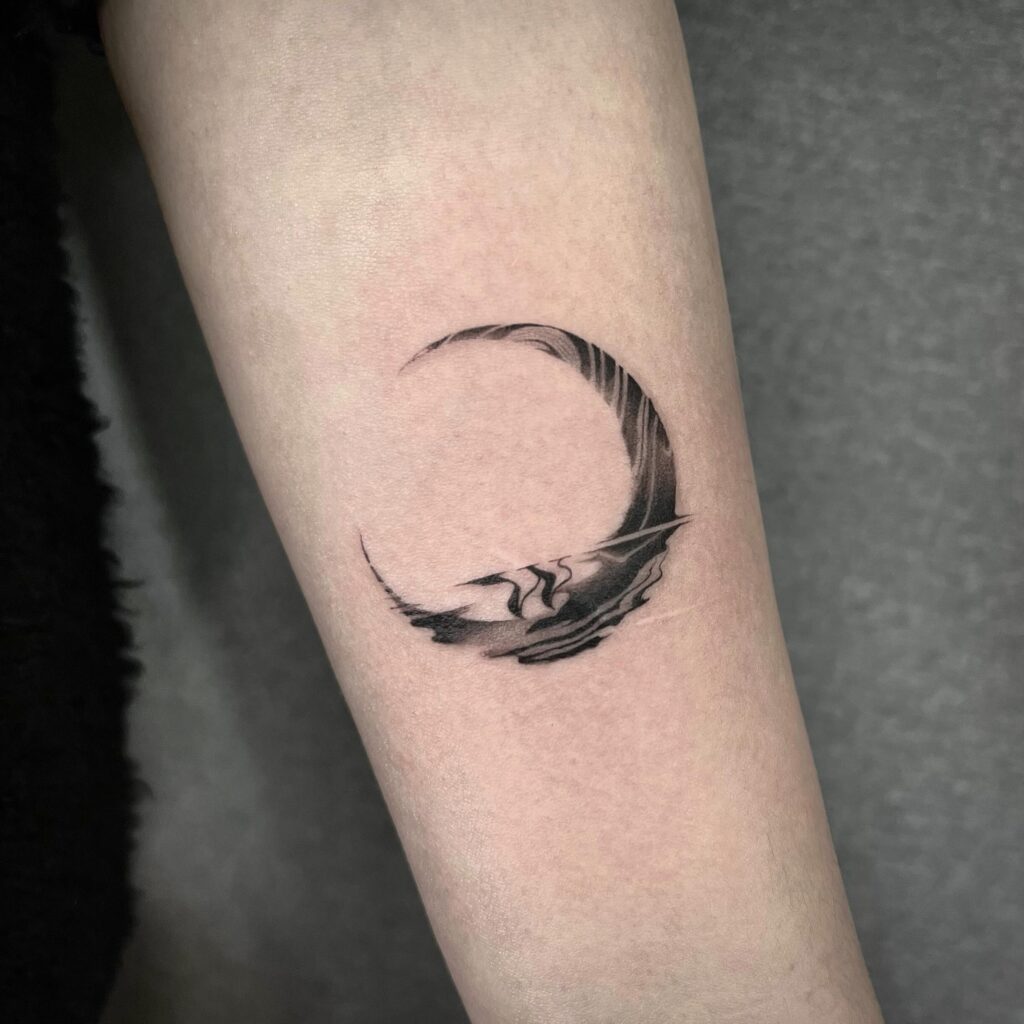 Windswept Crescent Moon Tattoo moon tattoos tattoo