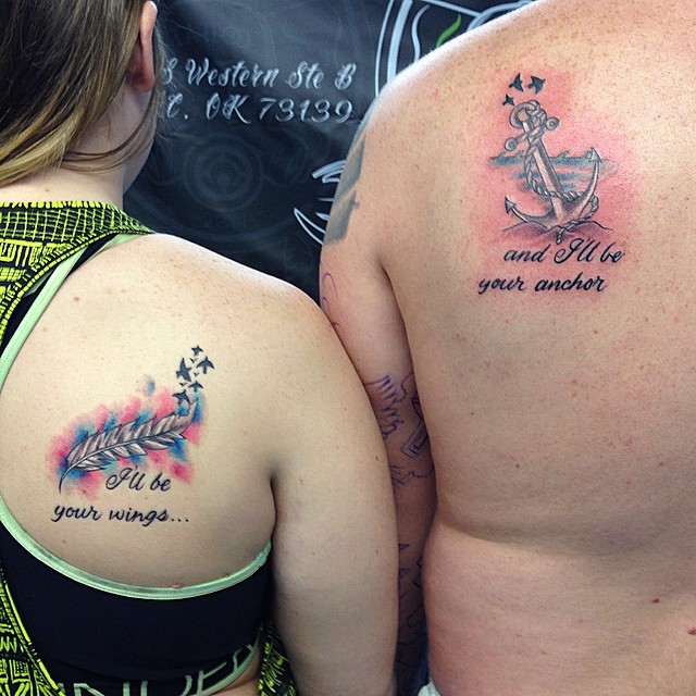 Wing and Anchor Matching Tattoo brother sister tattoos tattoo