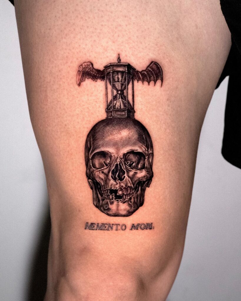 Memento Mori Memento Vivere Statue And Skull Tattoo