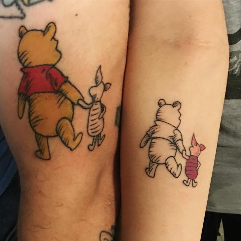 Winnie the Pooh and Piglet Sibling Tattoo brother sister tattoos tattoo