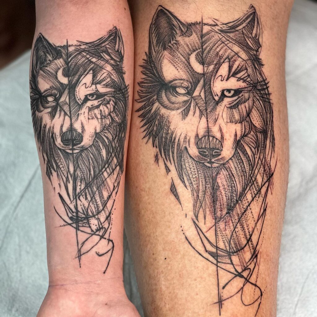Wolf Spirit Matching Tattoos father daughter tattoos tattoo