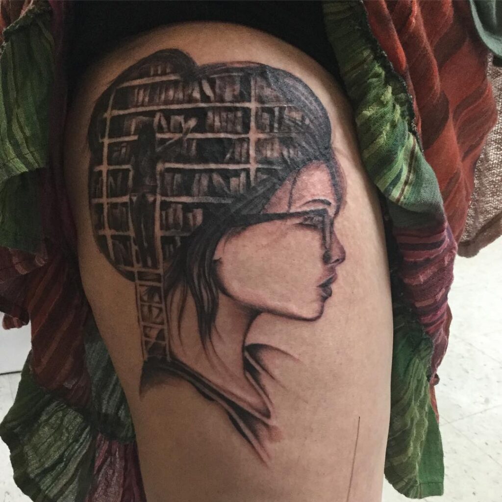 Watercolor Library Portrait Tattoo