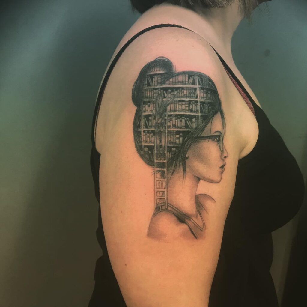 Ornate Framed Library Balcony Tattoo