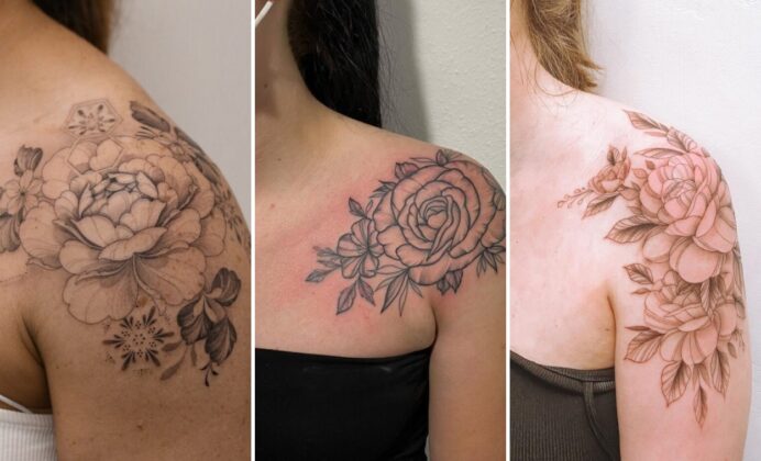 25+ Shoulder Flower Tattoo Ideas for Women That Frame the Collarbone