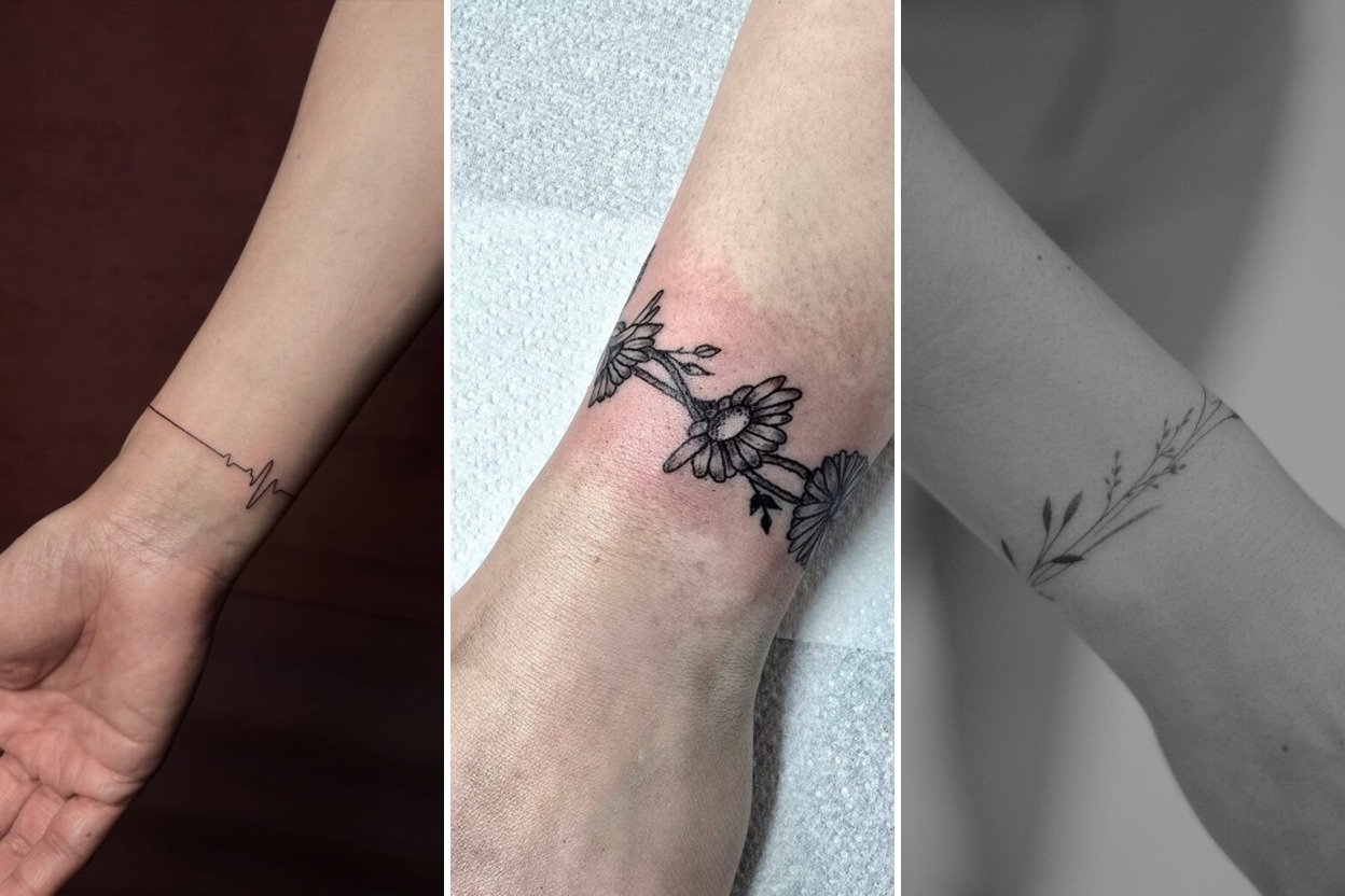 Aesthetic wrist bracelet tattoos and delicate ink ideas collage