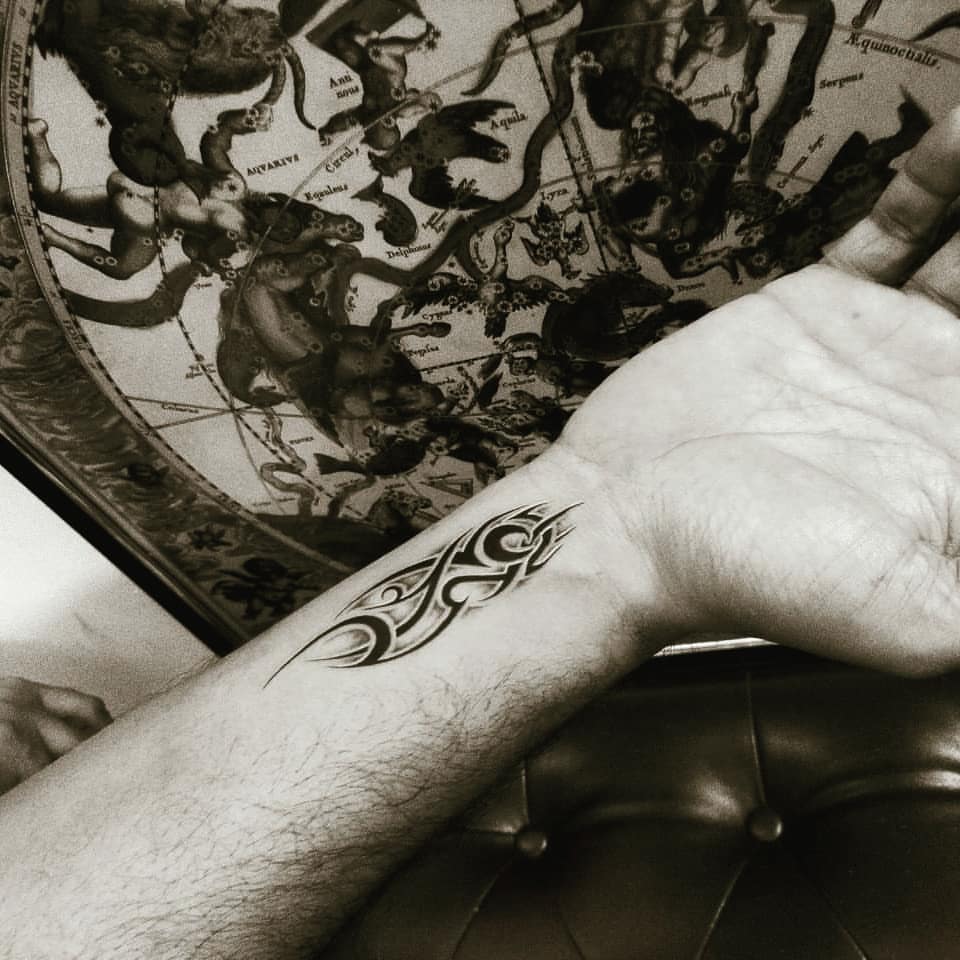 Geometric Bear Outline with Constellations Inside small tattoo ideas for men tattoo