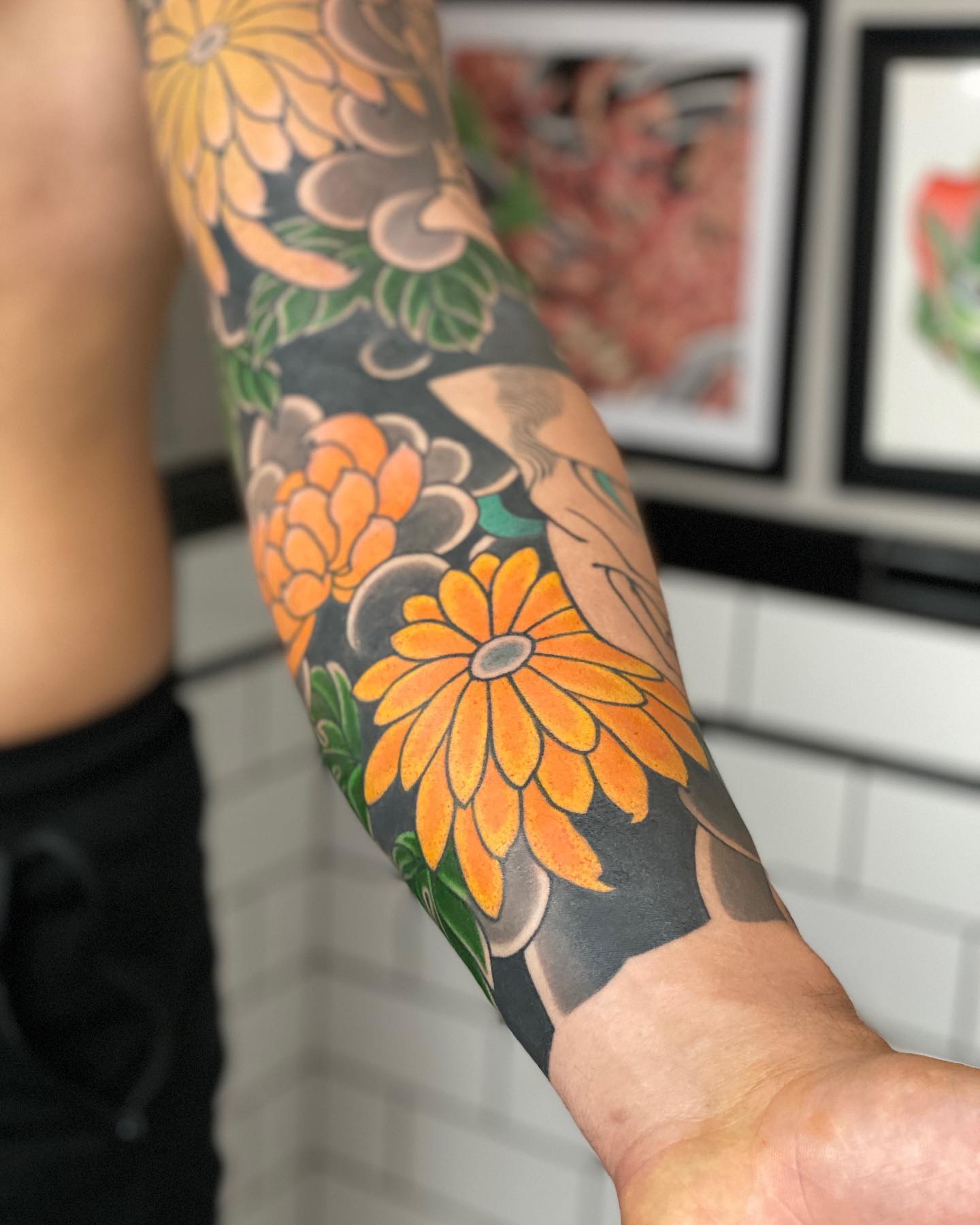 Yellow Chrysanthemum Flower Tattoo japanese flower tattoos tattoo