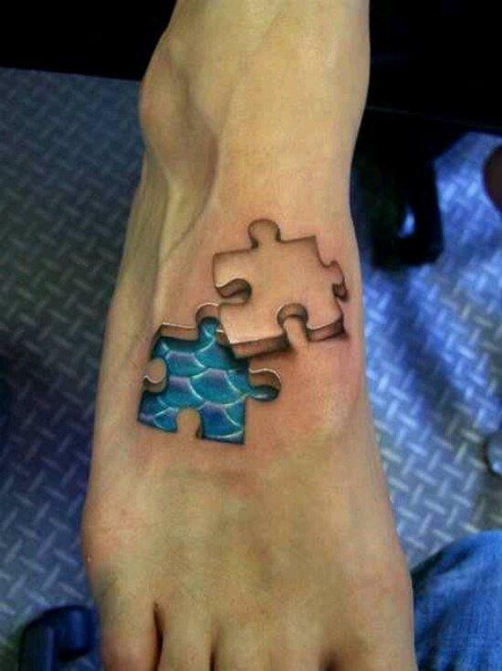 3D jigsaw puzzle tattoo Tattoo on skin