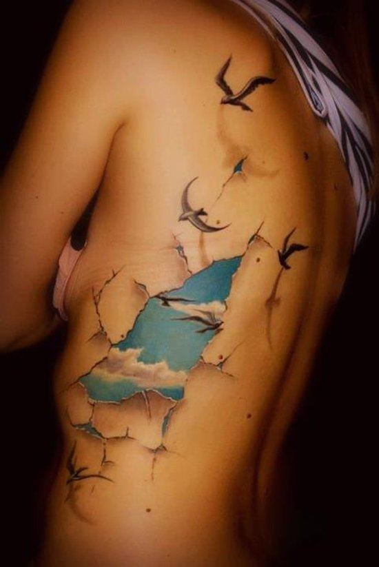 3D torn skin tattoo Tattoo on skin