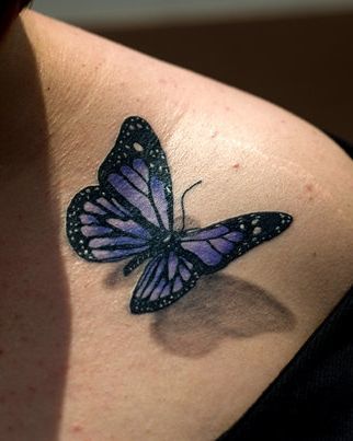 A beautiful 3D tattoo on the back Tattoo on skin