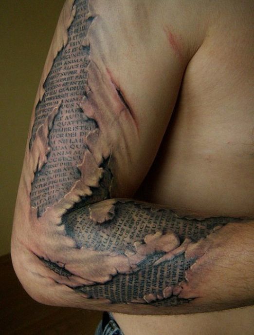 A scary 3D muscle tattoo Tattoo on skin