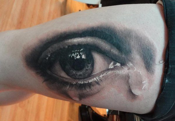 Crying eye tattoo on the hand Tattoo on skin