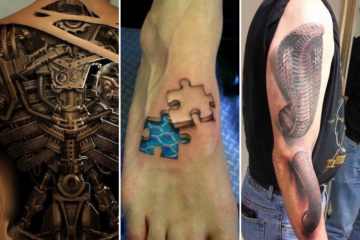25+ Realistic 3D Tattoos Creating Breathtaking Visual Illusions Featured 3-Panel Lookbook Collage