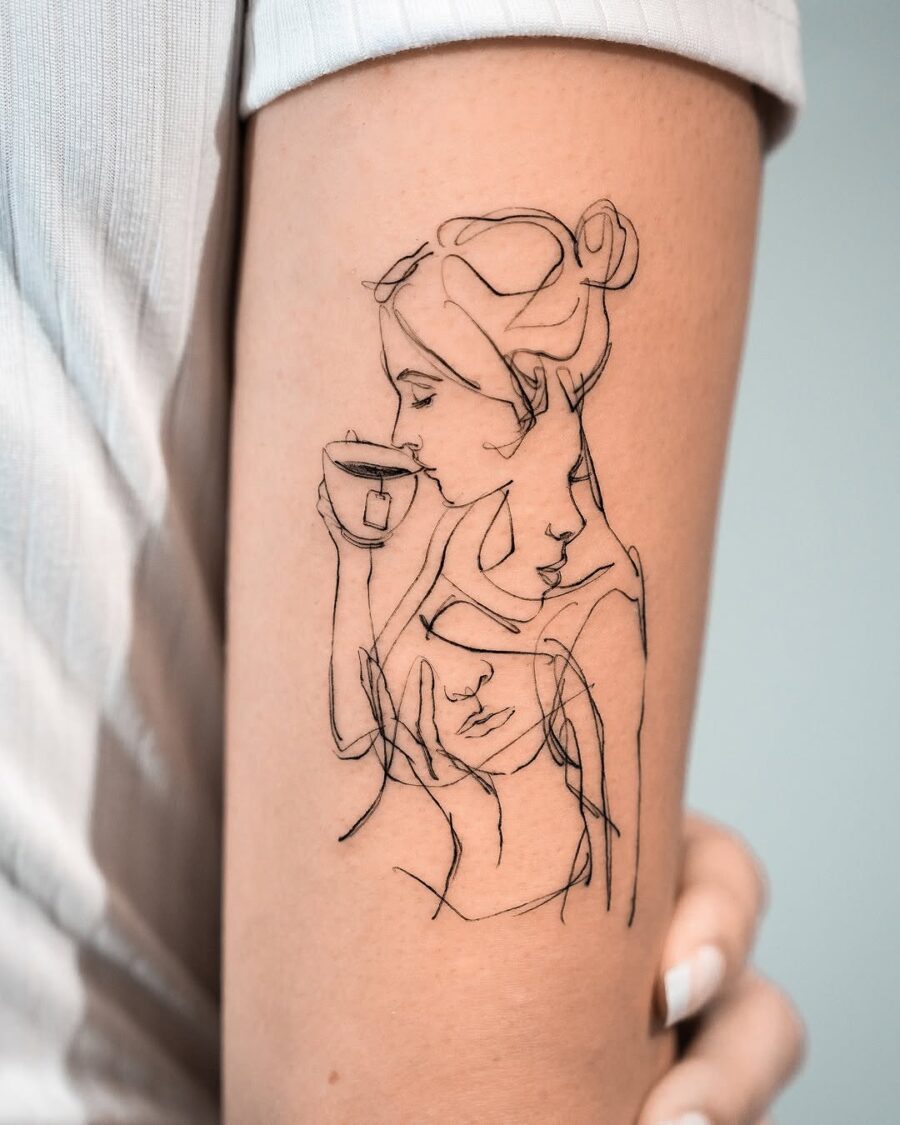 Elegant minimalist line art tattoo design Tattoo on skin