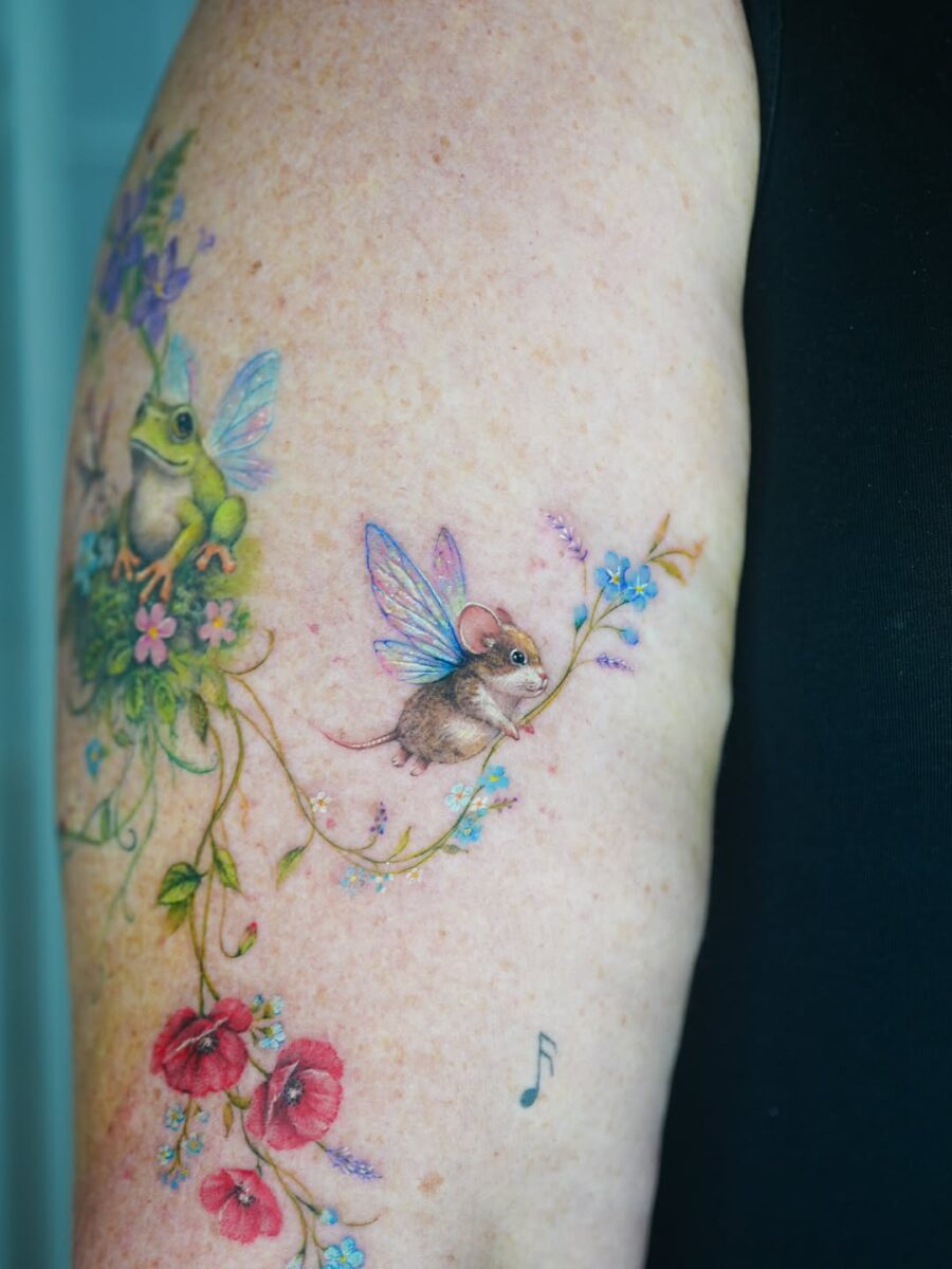 Whimsical nature-inspired tattoo design Tattoo on skin