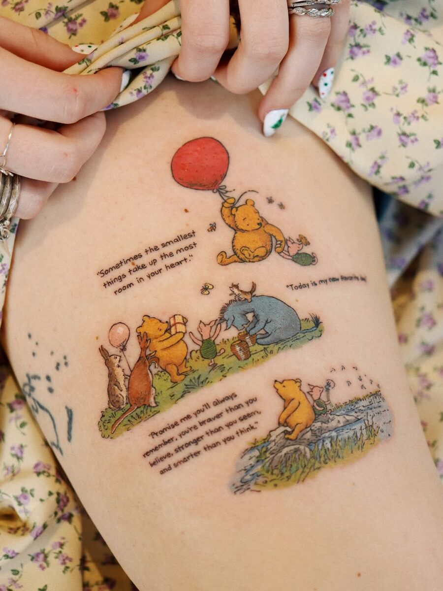 Whimsical Winnie the Pooh Tattoo Inspiration Tattoo on skin