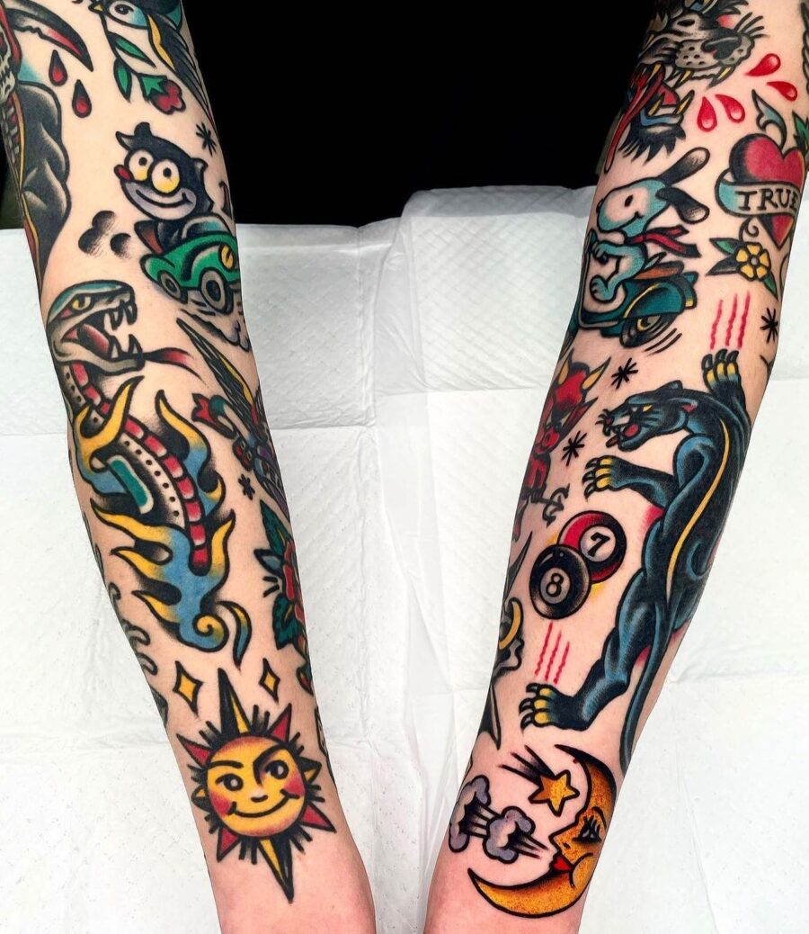 Bold Americana tattoos showcase vivid artistry. Tattoo on skin