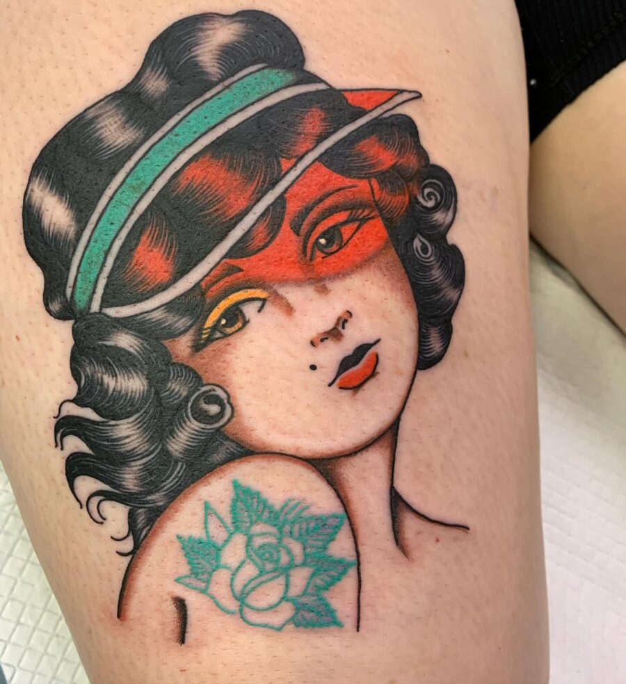Vintage-inspired Americana tattoo with feminine flair Tattoo on skin