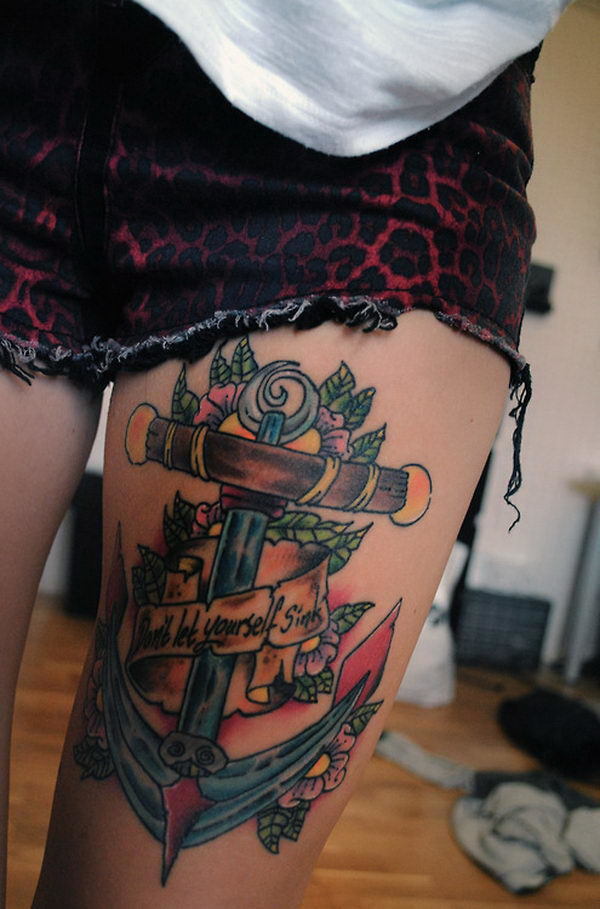 Elegant Tattoo On The Thigh Tattoo on skin
