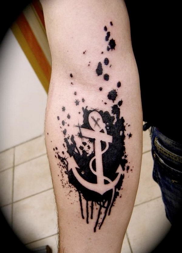 Stencil Anchor Design Tattoo on skin