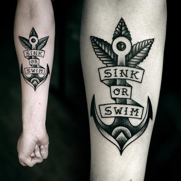 Weed Design Courage Tattoo Tattoo on skin