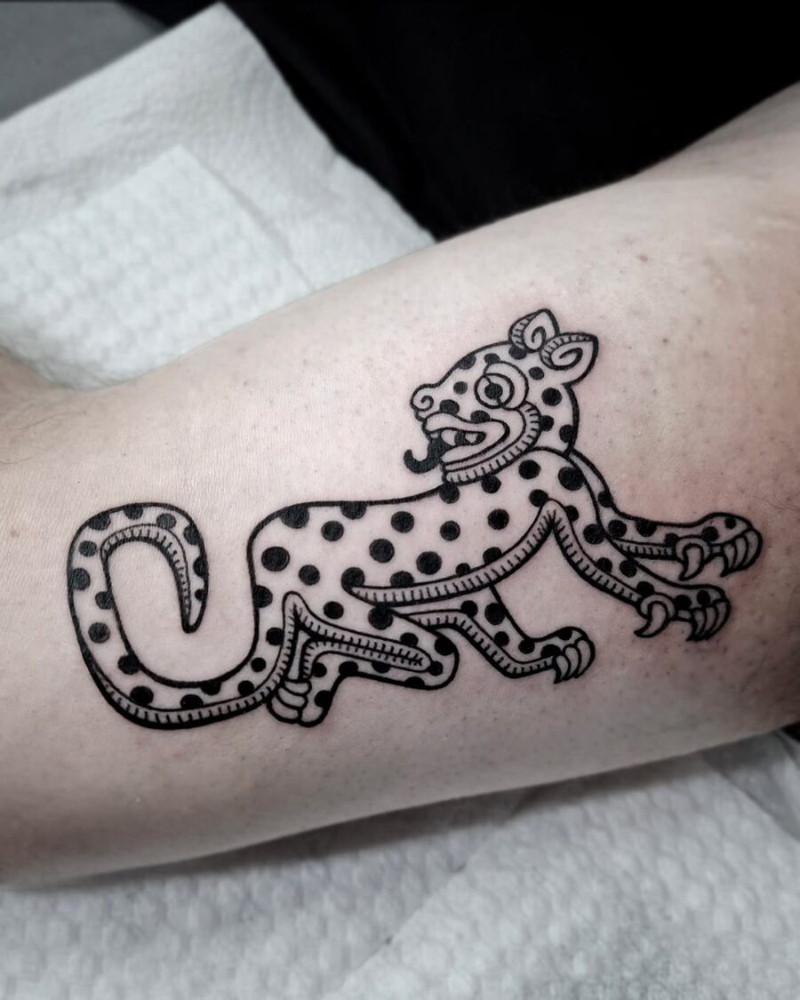 Elegant Ancient Art Leopard Tattoo Design Tattoo on skin