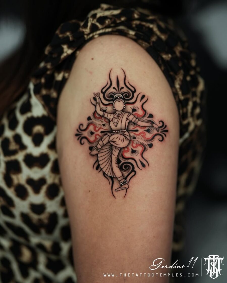 Intricate Ancient Art Tattoo of a Deity Tattoo on skin