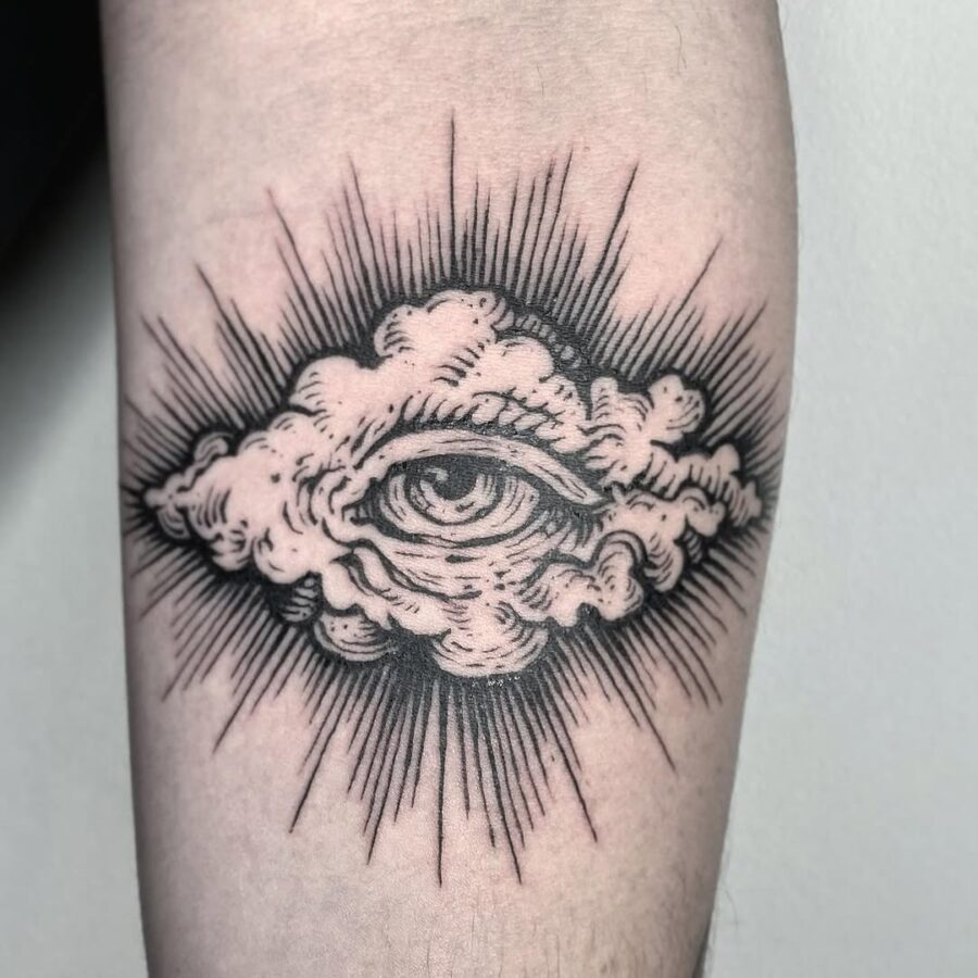 Mysterious Eye Within a Cloud Tattoo Tattoo on skin