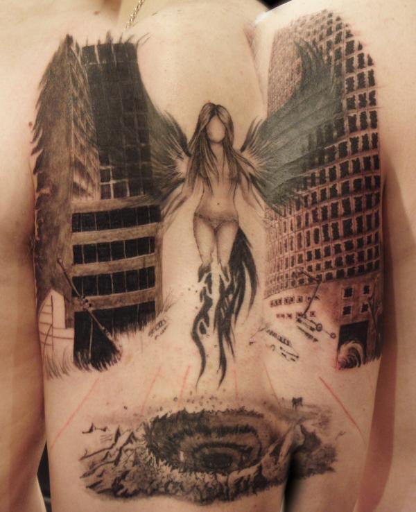 A 3-D Guardian Angel tattoo For Men Tattoo on skin