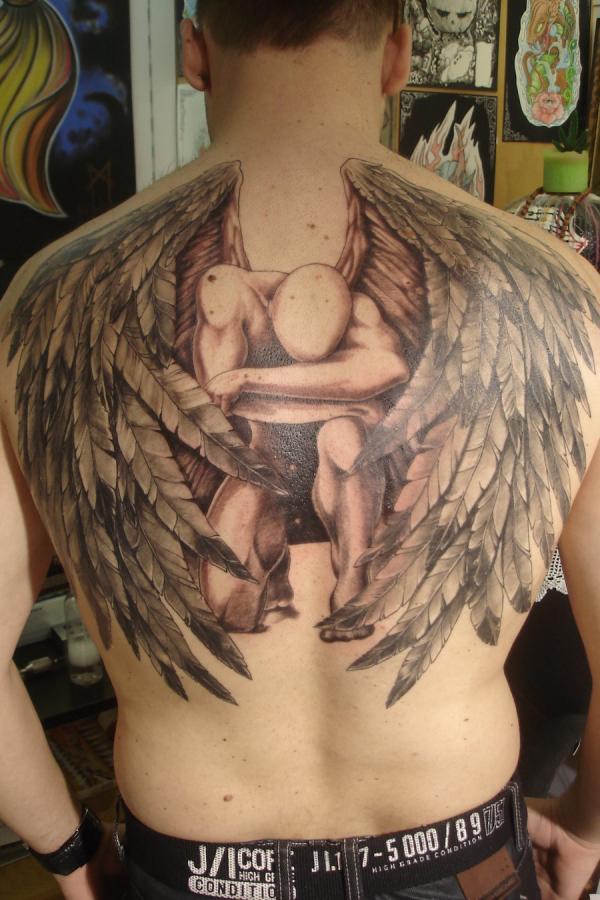A Compelling Fallen Angel Tattoo For Men Tattoo on skin