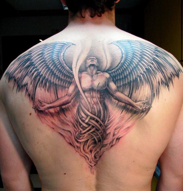 Angel Wings Tattoo on the Back Tattoo on skin
