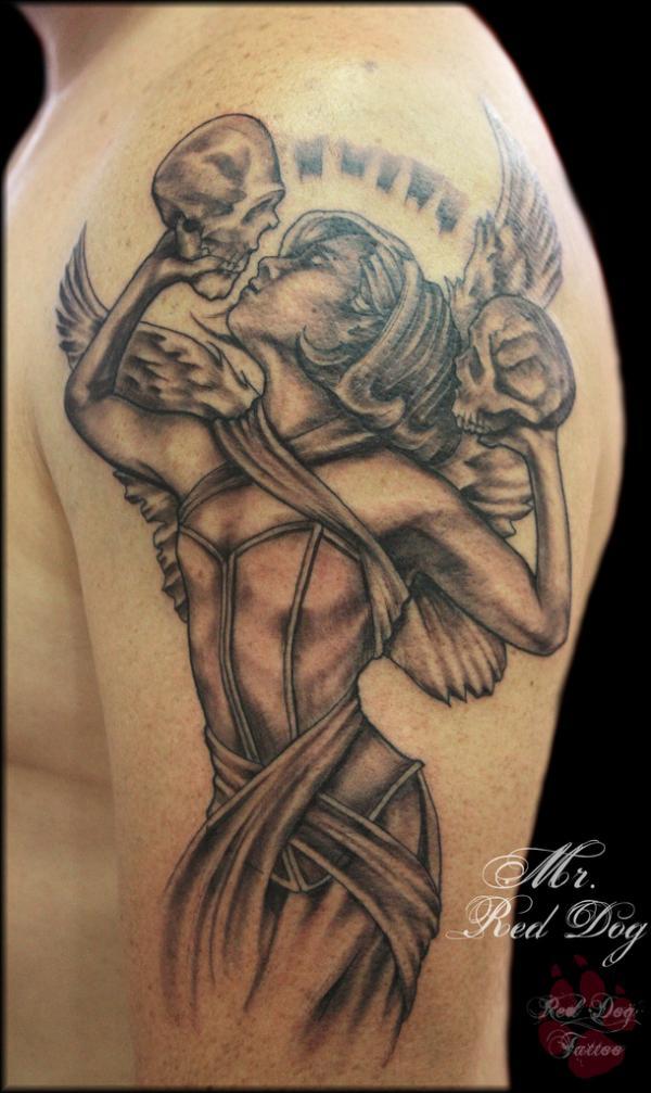 Awesome Holy Guardian Angel Tattoo Tattoo on skin