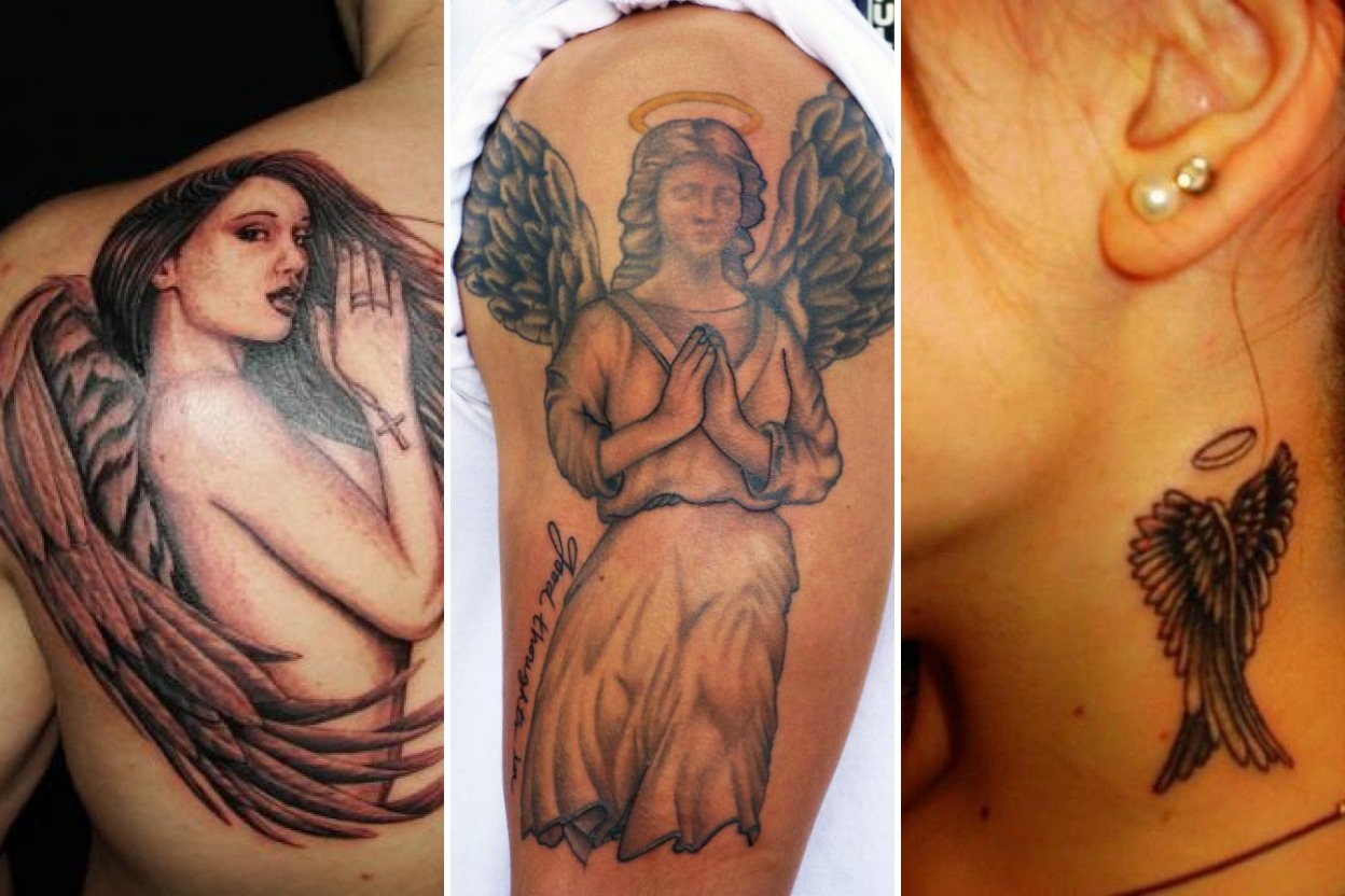 32+ Angel Tattoos Radiating Divine Grace and Holy Protection Featured 3-Panel Lookbook Collage