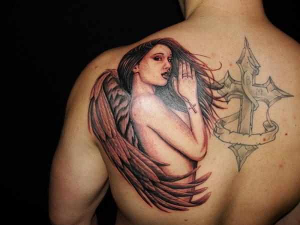 Elegant Praying Angel Tattoos Tattoo on skin