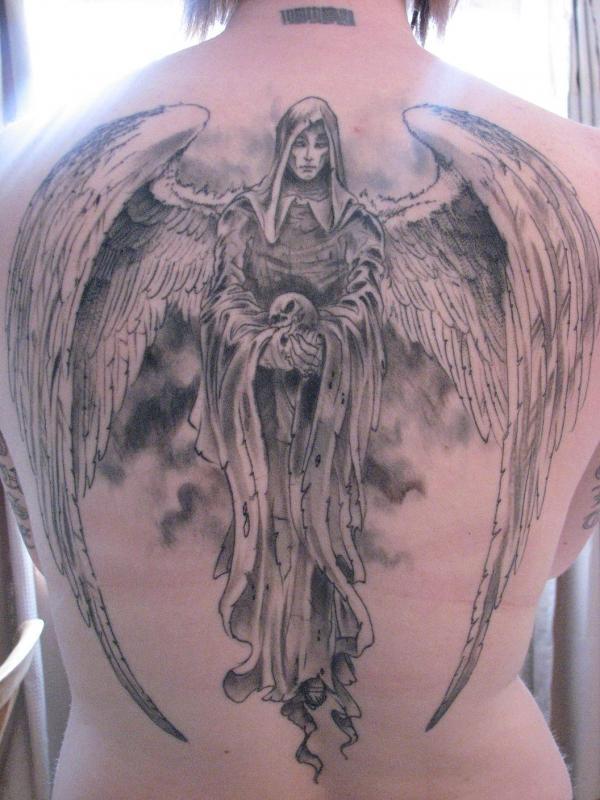 Grim Reaper Style Guardian Angel Tattoos Tattoo on skin