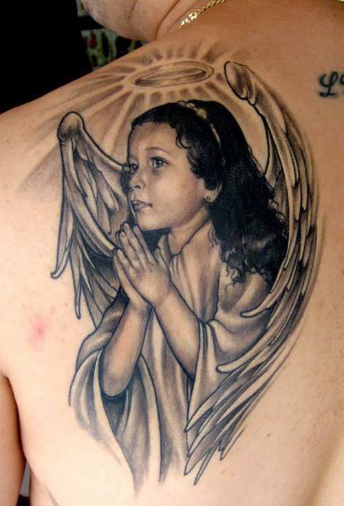 Photo Realistic Praying Baby Angels Tattoo Tattoo on skin