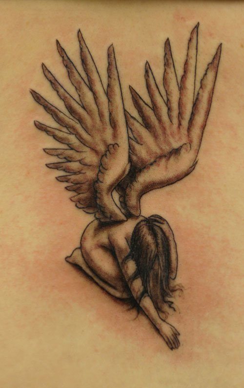 Simple Fallen Angel Tattoo Tattoo on skin