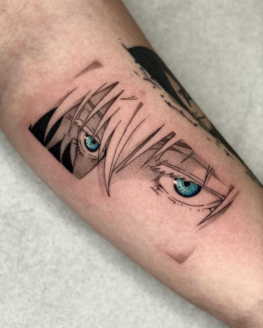 Captivating blue anime eyes tattoo design Tattoo on skin