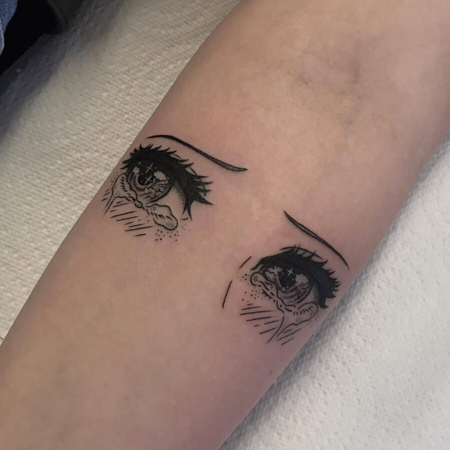 Expressive anime eyes tattoo for emotional appeal Tattoo on skin