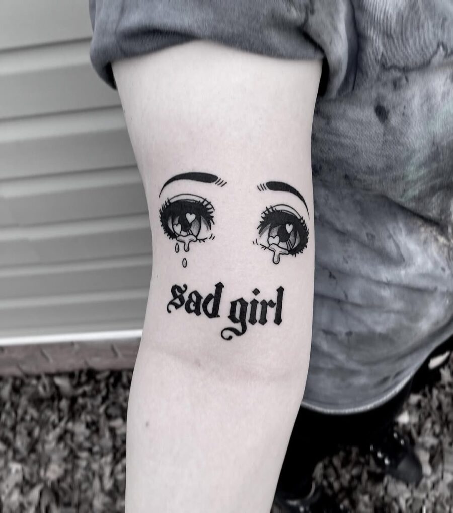 Expressive anime girl eyes tattoo design Tattoo on skin