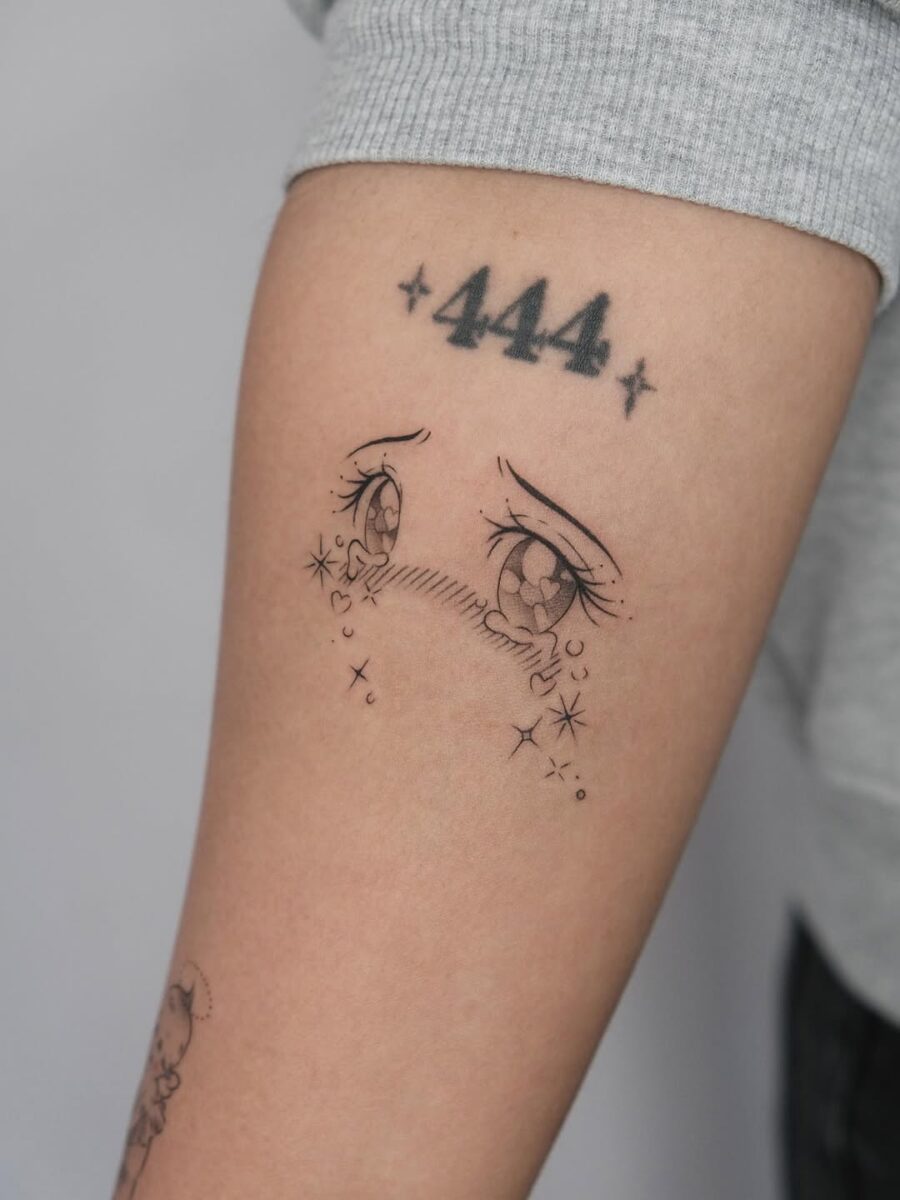 Expressive Sad Anime Eyes Tattoo Design Tattoo on skin