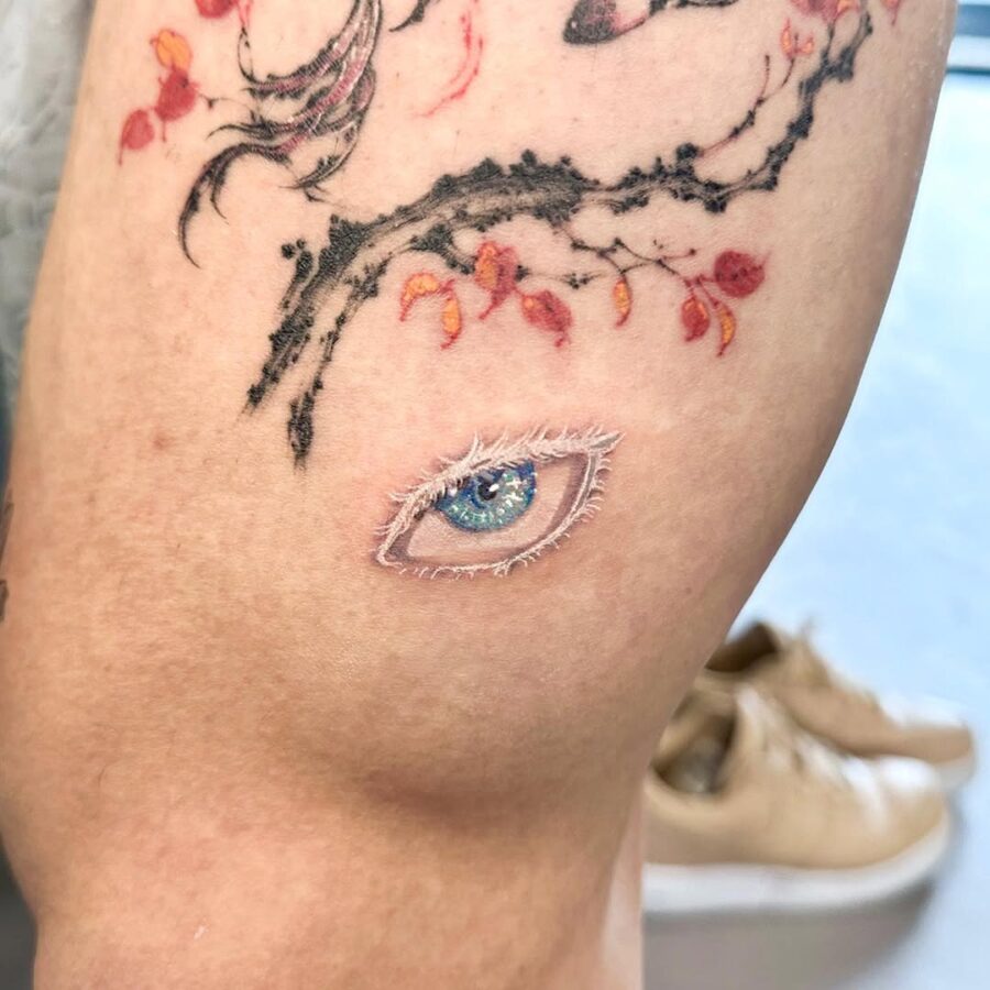 Realistic anime eye tattoo on skin Tattoo on skin